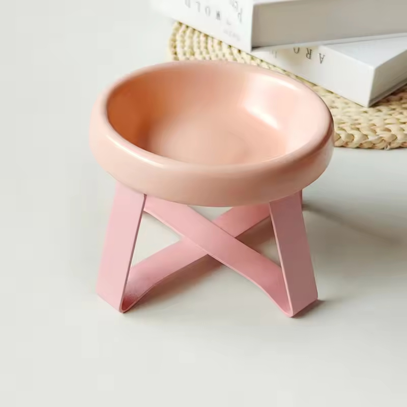 Ceramic Elevated Dog Cat Food Bowl