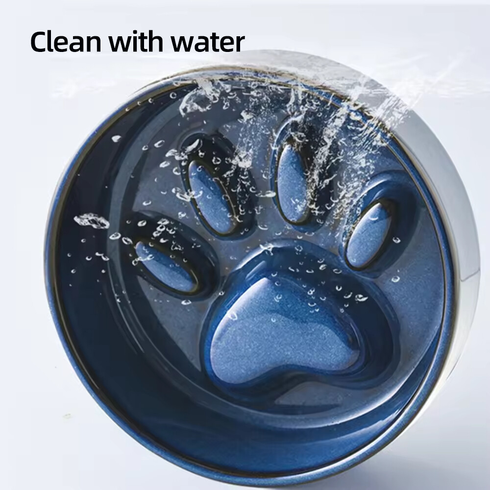 Elevated Slow Feeder Cat Dog Bowl Ceramic