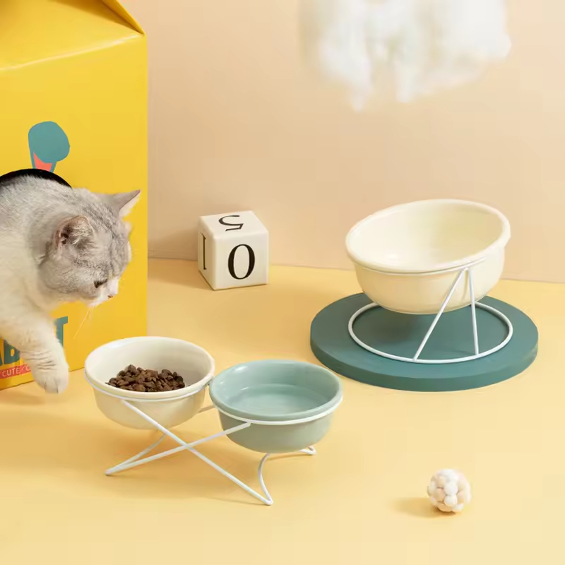 Ceramic Cat Bowl With Stand