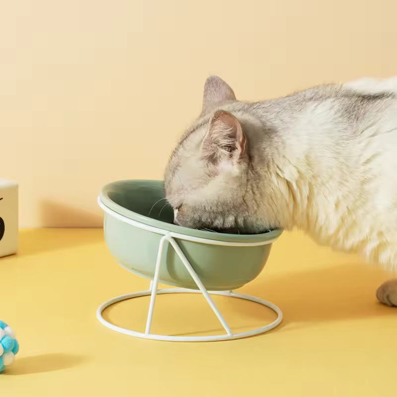 Ceramic Cat Bowl With Stand