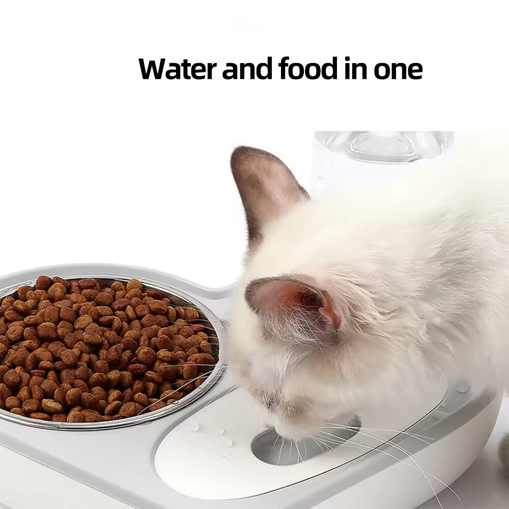 Love Shape Plastic Bottle Stainless Steel Pet Bowls & Feeders