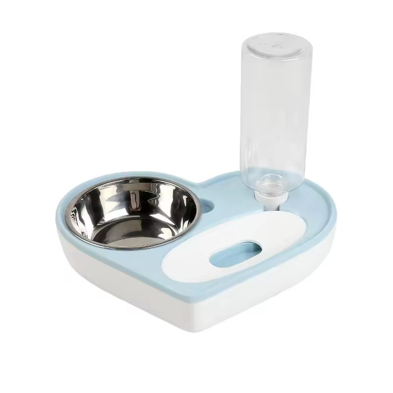 Love Shape Plastic Bottle Stainless Steel Pet Bowls & Feeders