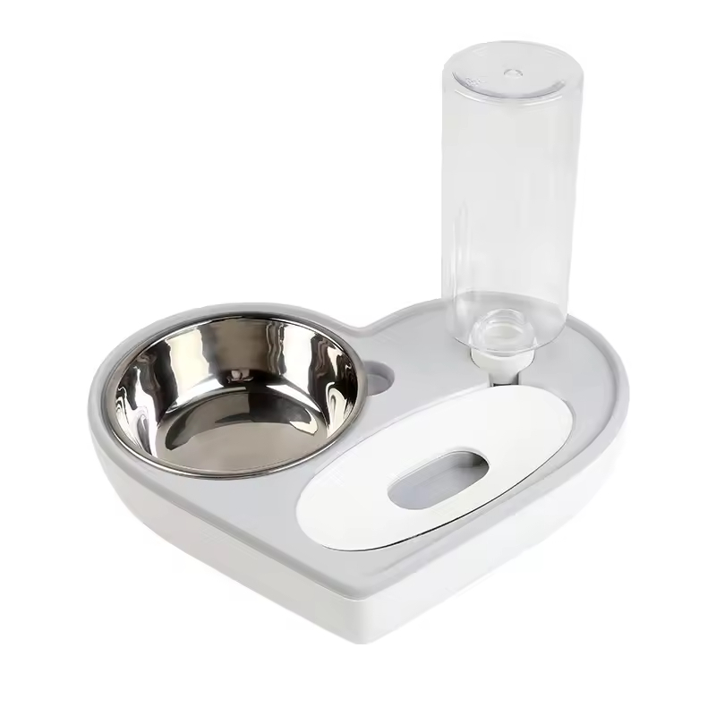 Love Shape Plastic Bottle Stainless Steel Pet Bowls & Feeders
