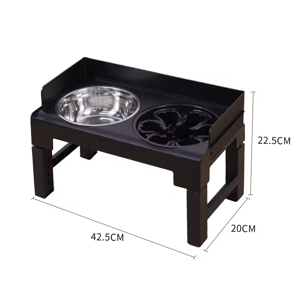 Foldable Slow Feeder Stainless Steel Dog Elevated Bowl