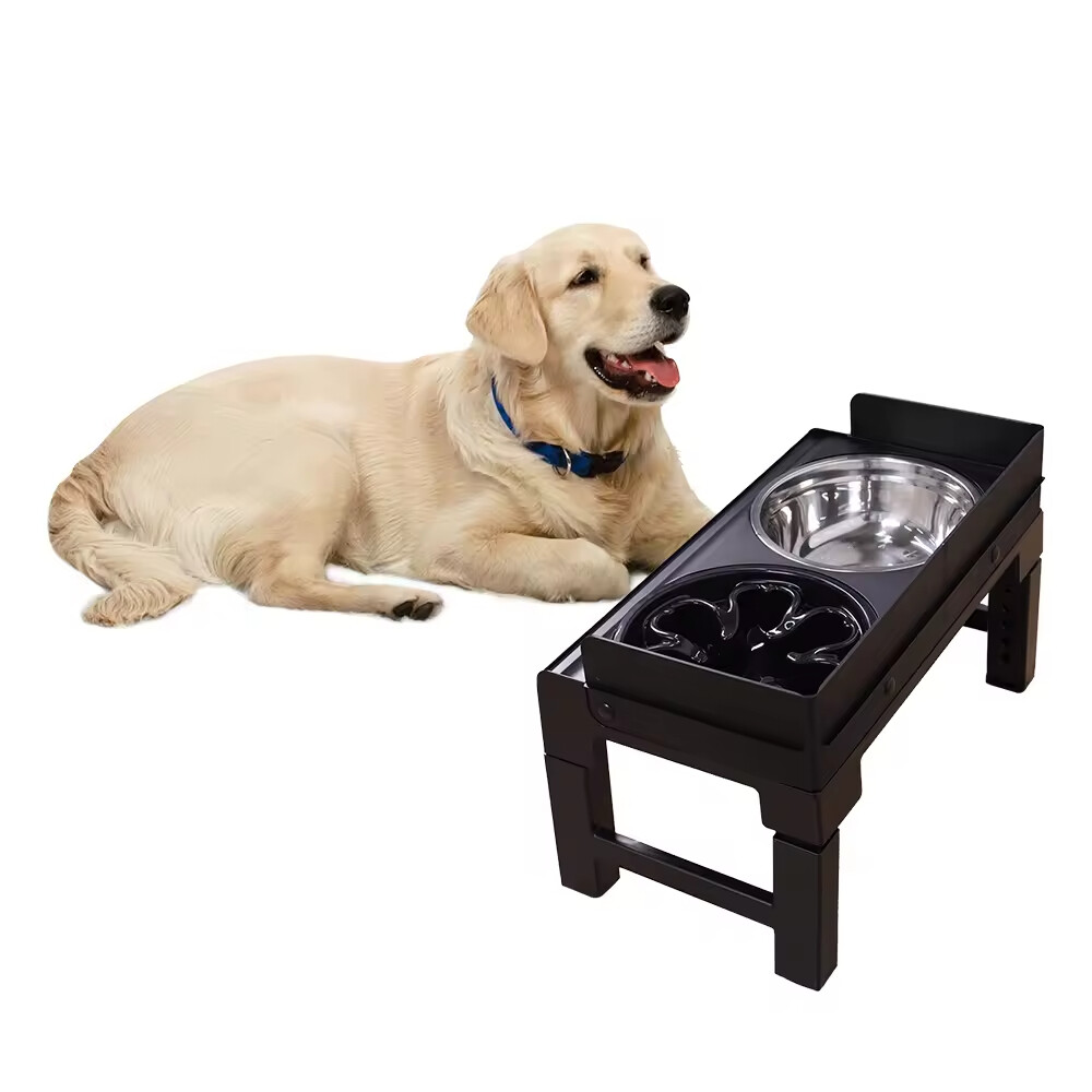 Foldable Slow Feeder Stainless Steel Dog Elevated Bowl