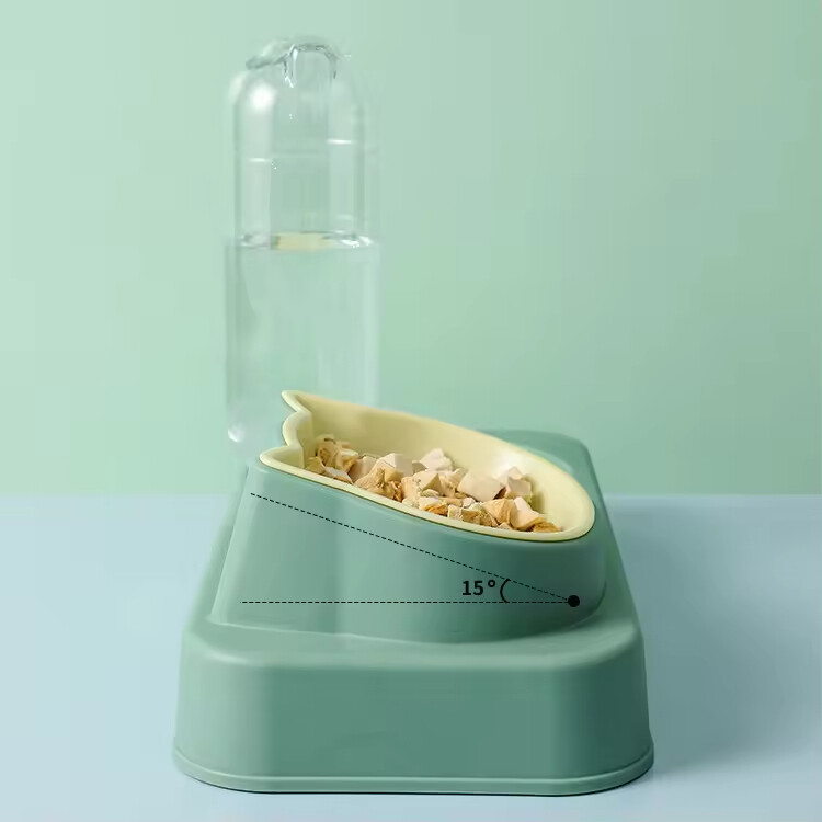 Plastic Dog Bowl with Water Bottle Dispenser