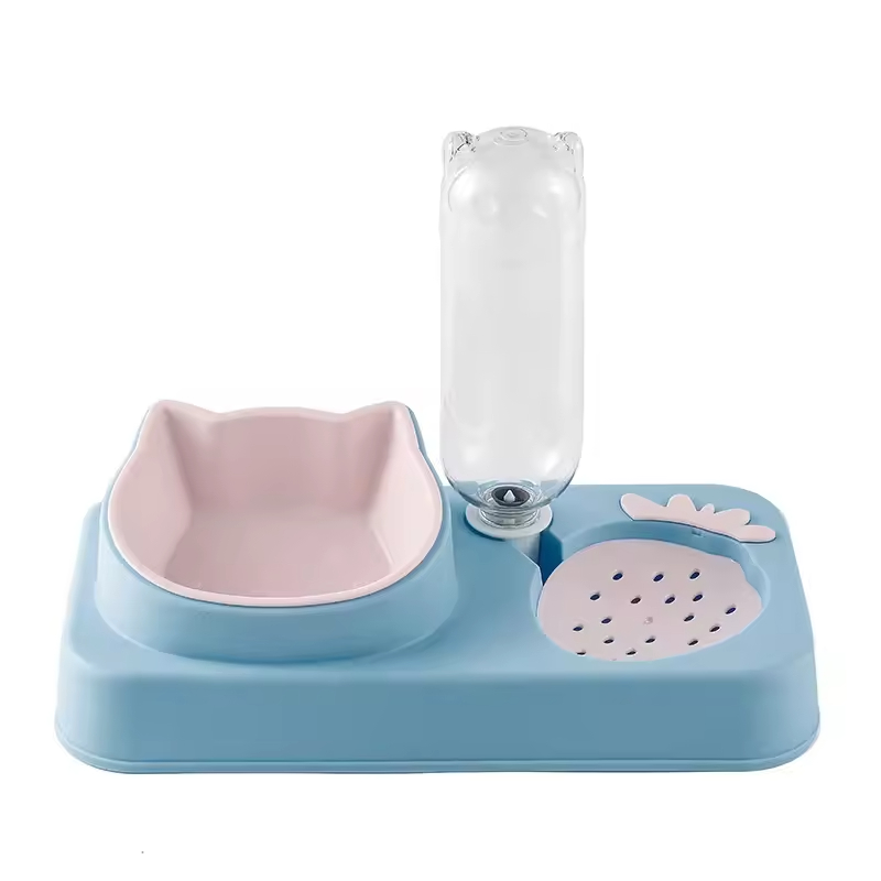 Plastic Dog Bowl with Water Bottle Dispenser
