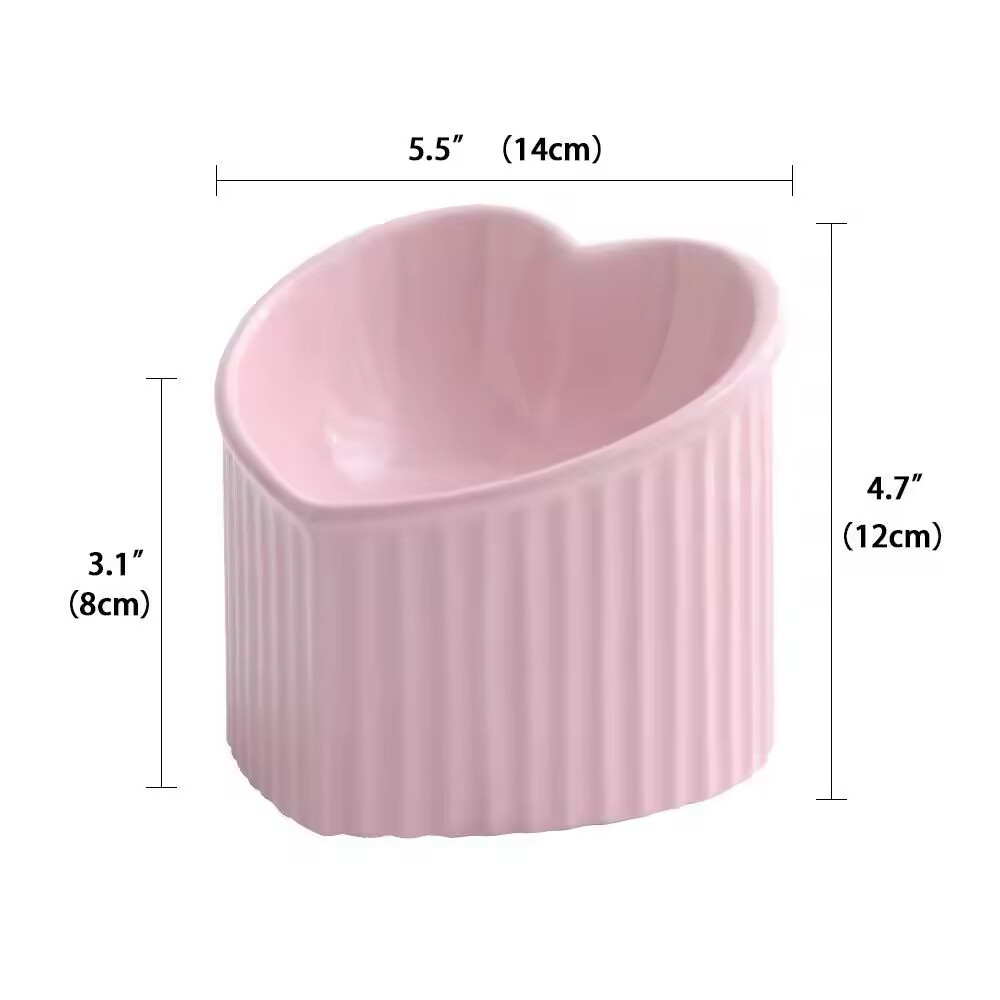 Heart Design Ceramic Cat Food Bowl