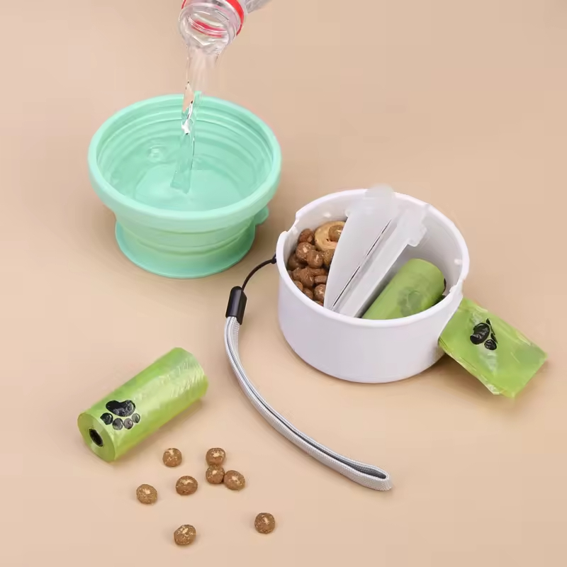 Multi-functional Dog Bowl with Collapsible Lid