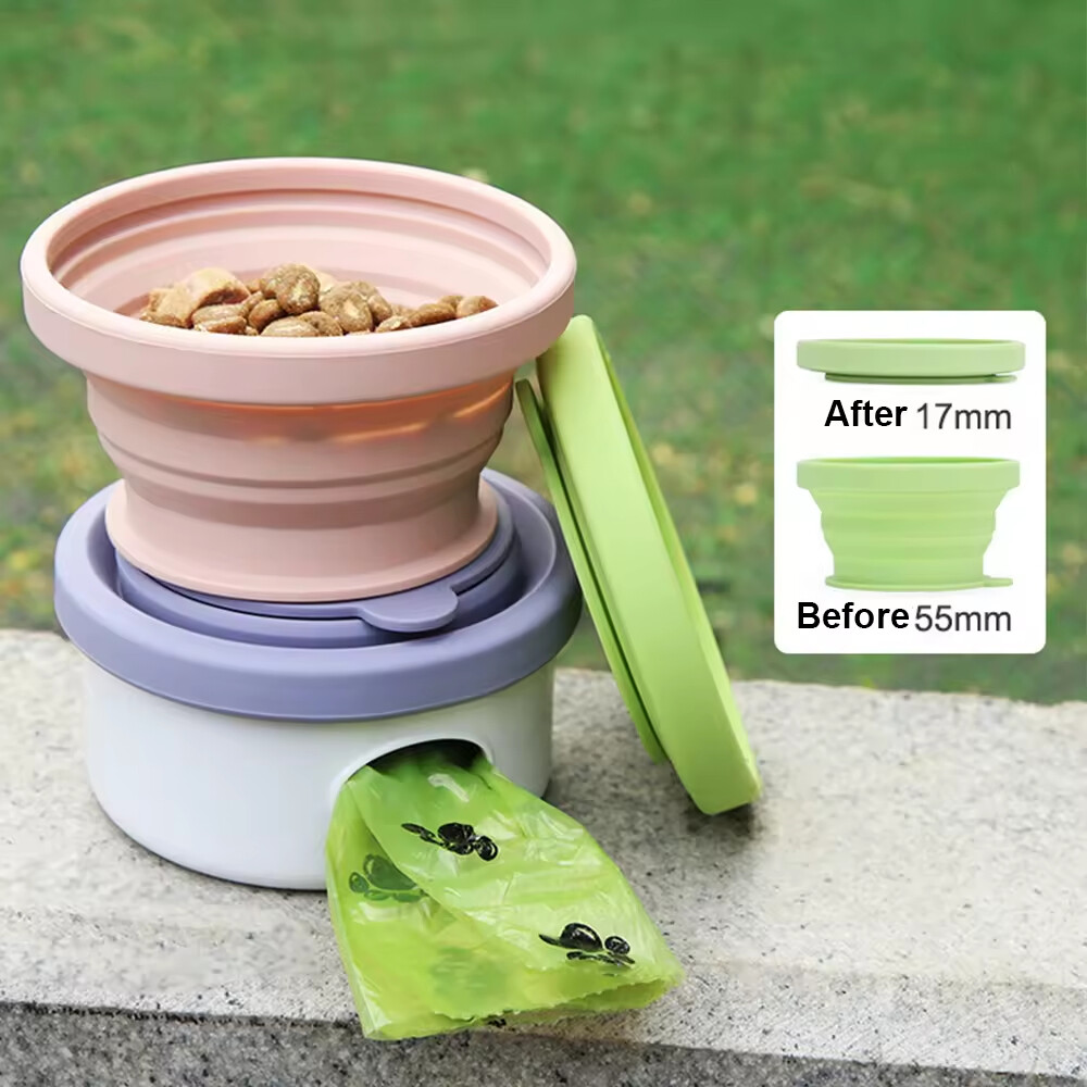 Multi-functional Dog Bowl with Collapsible Lid