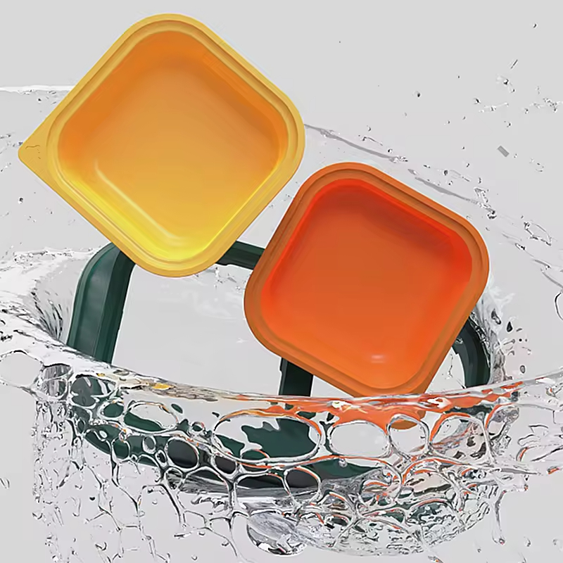 Detachable Plastic Stainless Steel Cat Pet Dog Two Bowls