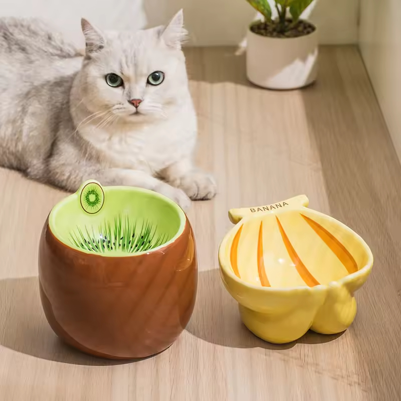 Ceramic Dog Cat Bowl Fruit Design