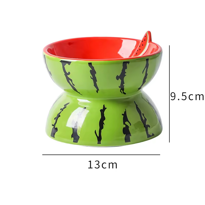 Ceramic Dog Cat Bowl Fruit Design
