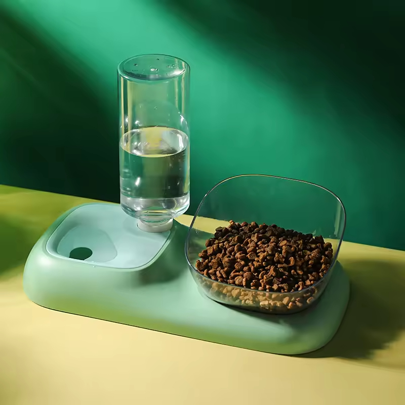 Plastic Dog Bowl with Water Bottle Dispenser