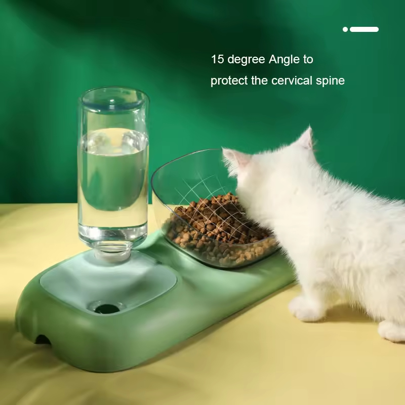 Plastic Dog Bowl with Water Bottle Dispenser