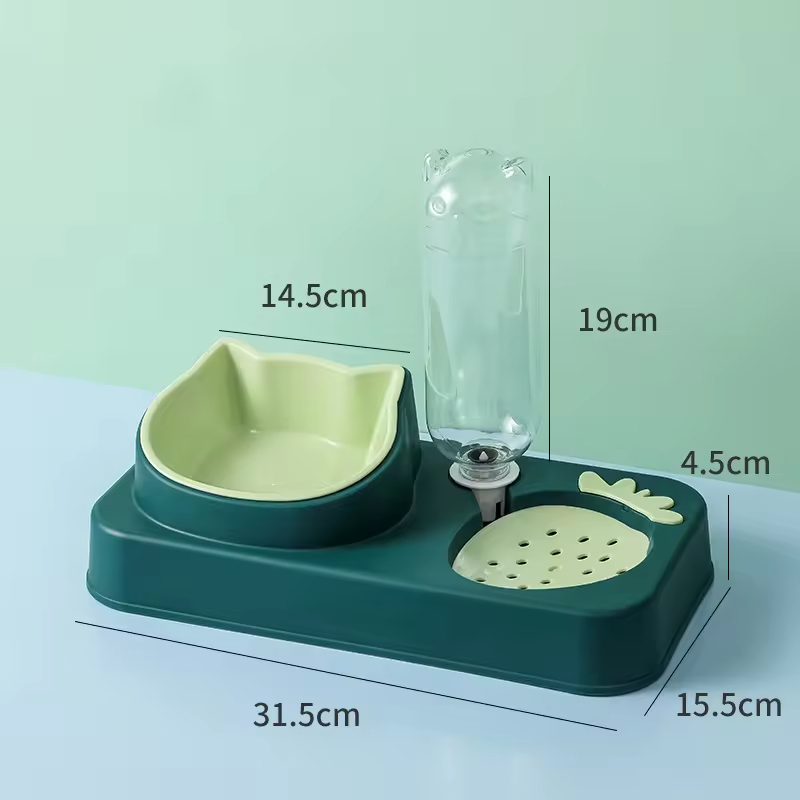 Plastic Dog Bowl with Water Bottle Dispenser