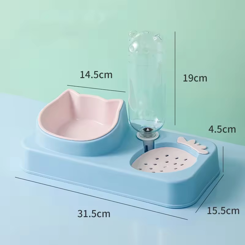 Plastic Dog Bowl with Water Bottle Dispenser