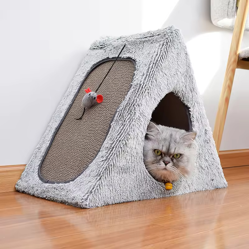 Foldable Detachable Corrugated Cat Scratcher Cardboard House