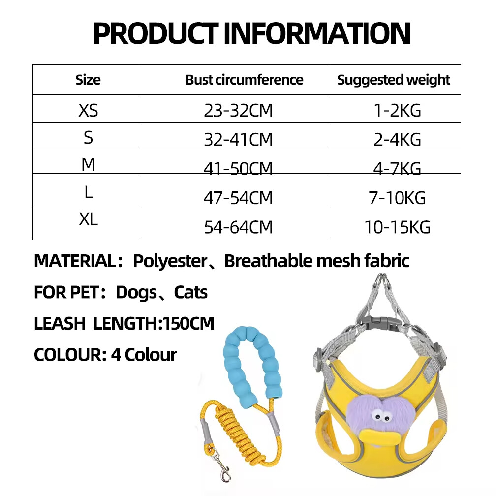 Cheap Cute Breathable Dog Harness and Leash Set