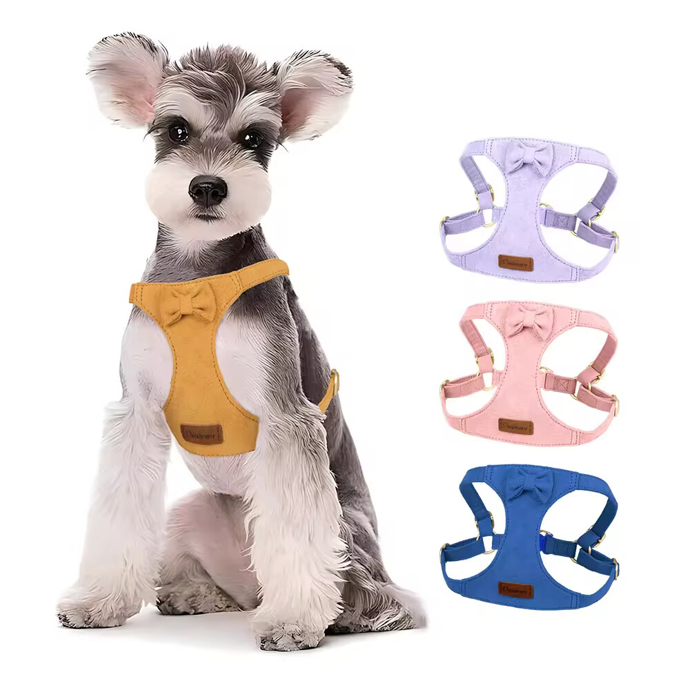 Fawn Velvet Custom Logo Dog Collar and Leash Harness Set