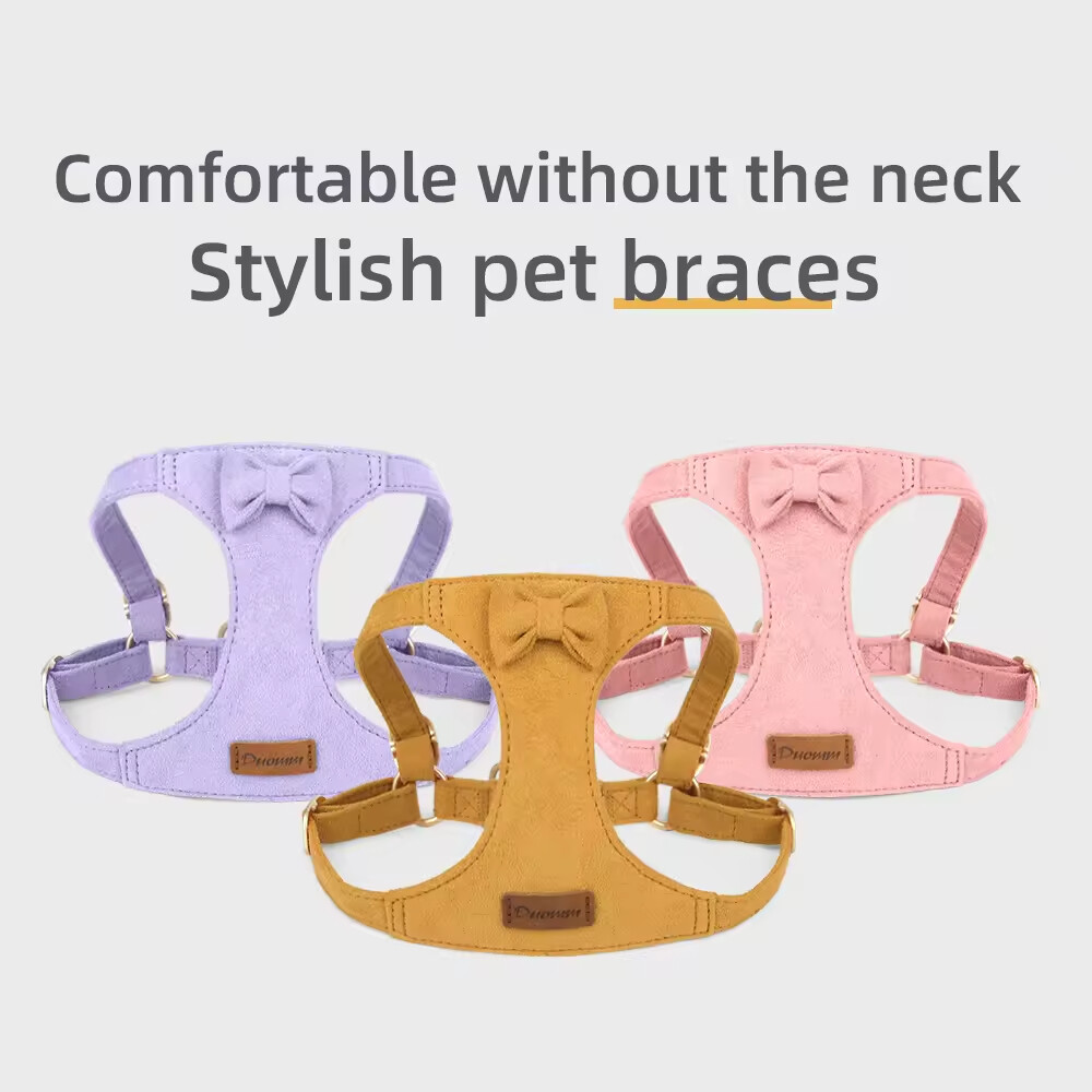 Fawn Velvet Custom Logo Dog Collar and Leash Harness Set