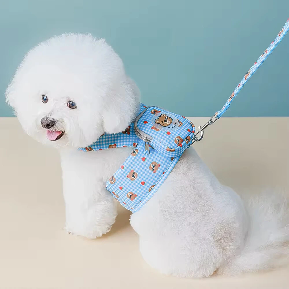 Cute Design Breathable Mesh Small Dog Harness with Bag