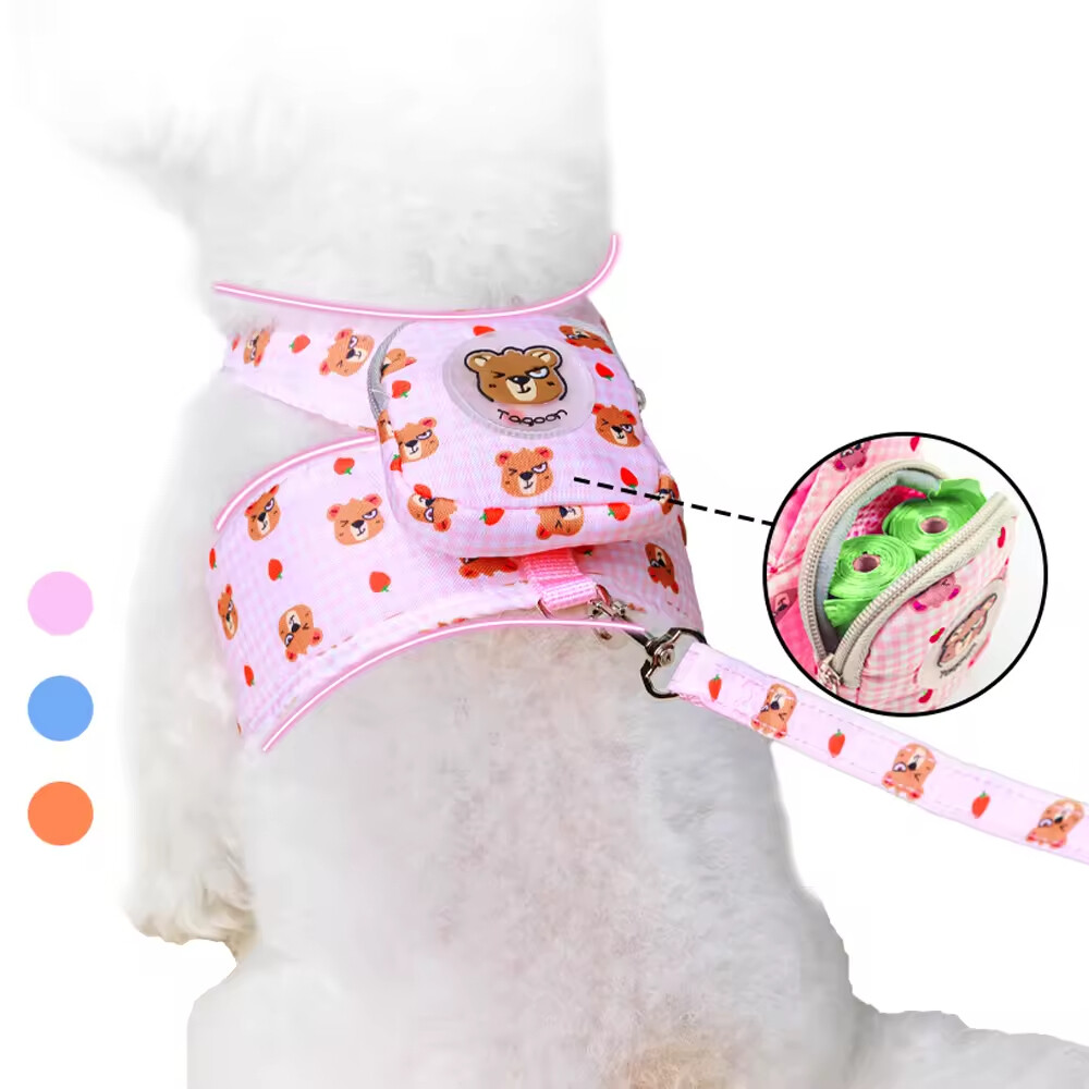 Cute Design Breathable Mesh Small Dog Harness with Bag