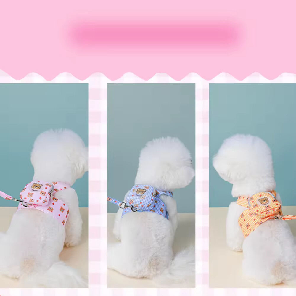 Cute Design Breathable Mesh Small Dog Harness with Bag