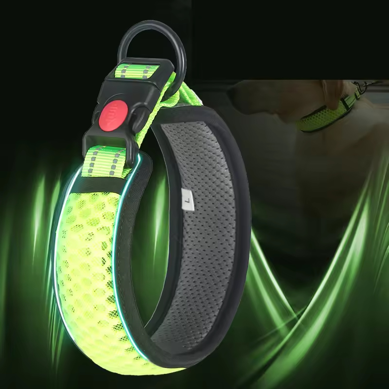 Breathable Dog Collar with Reflective Light Strip