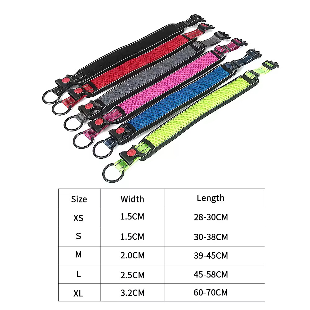 Breathable Dog Collar with Reflective Light Strip