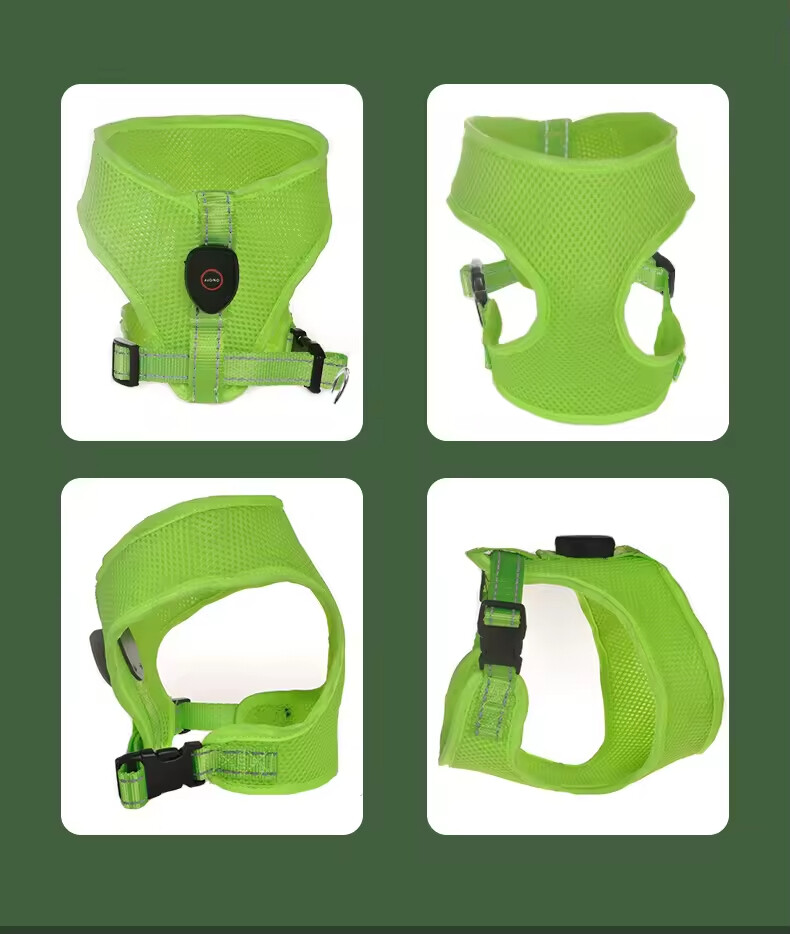 Outdoor Blue Red Green Breathable Dog Harness Led