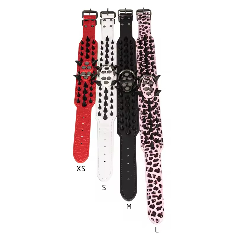 Multi-colors Leather Dog Collar Spike Design