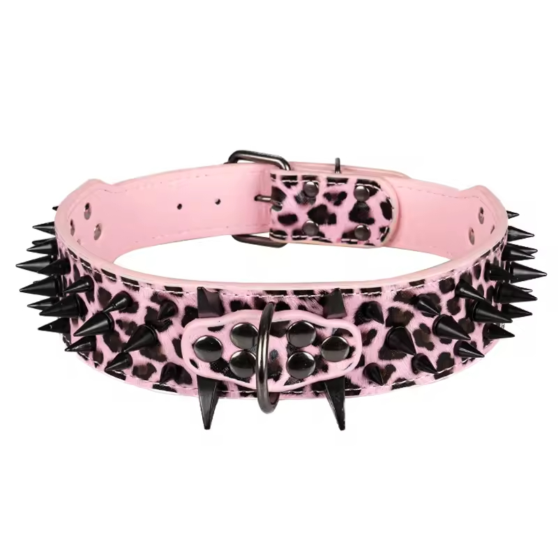Multi-colors Leather Dog Collar Spike Design