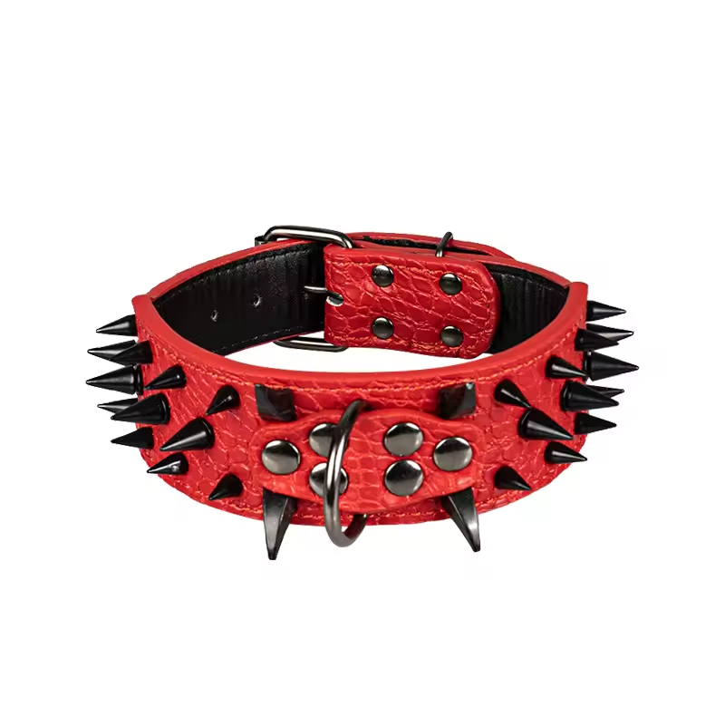 Multi-colors Leather Dog Collar Spike Design