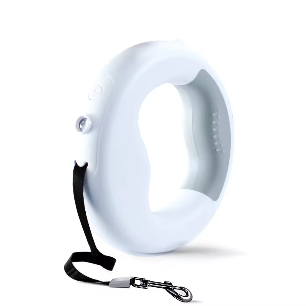 Round Led Retractable Dog Leash with Biodegradable Poop Bag