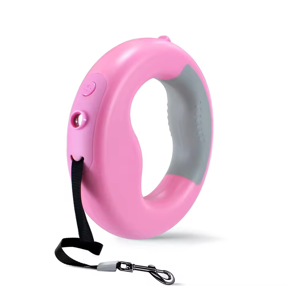Round Led Retractable Dog Leash with Biodegradable Poop Bag