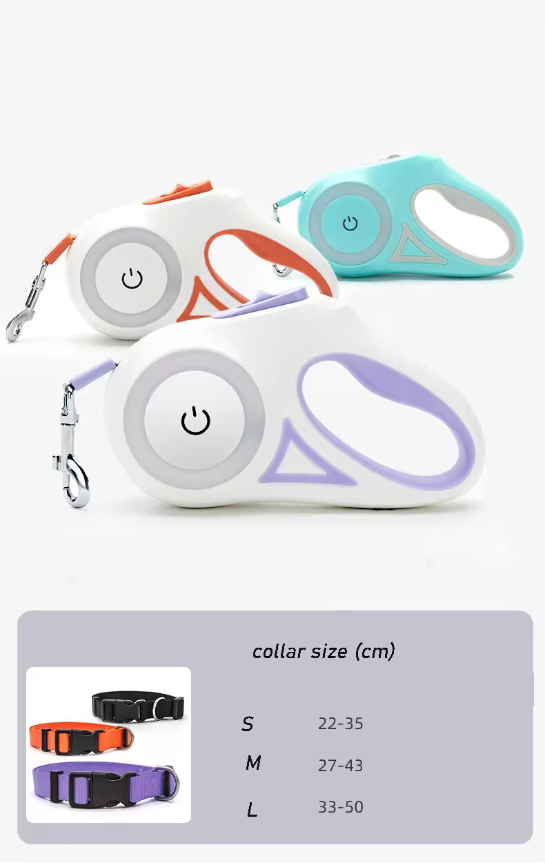 Automatic Retractable Dog Leash with Collar Set