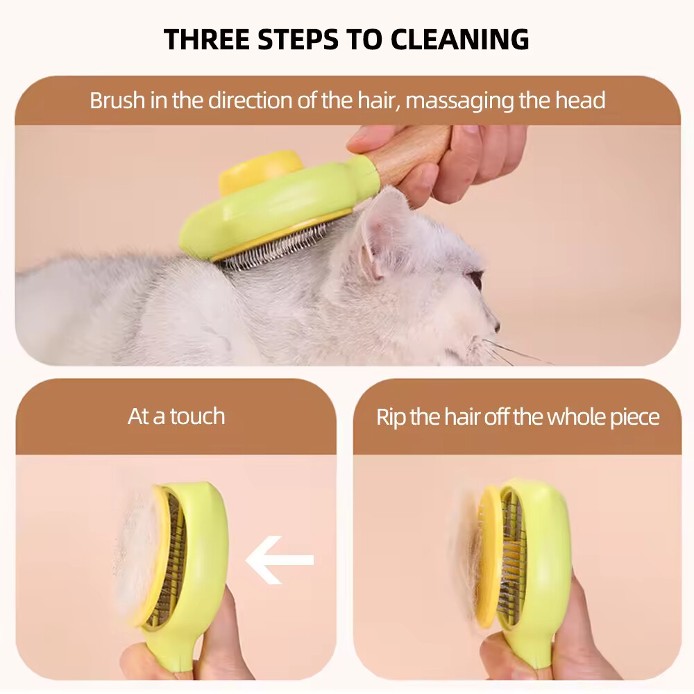 ABS Solid Wood Handle Hair Removal Pet Comb
