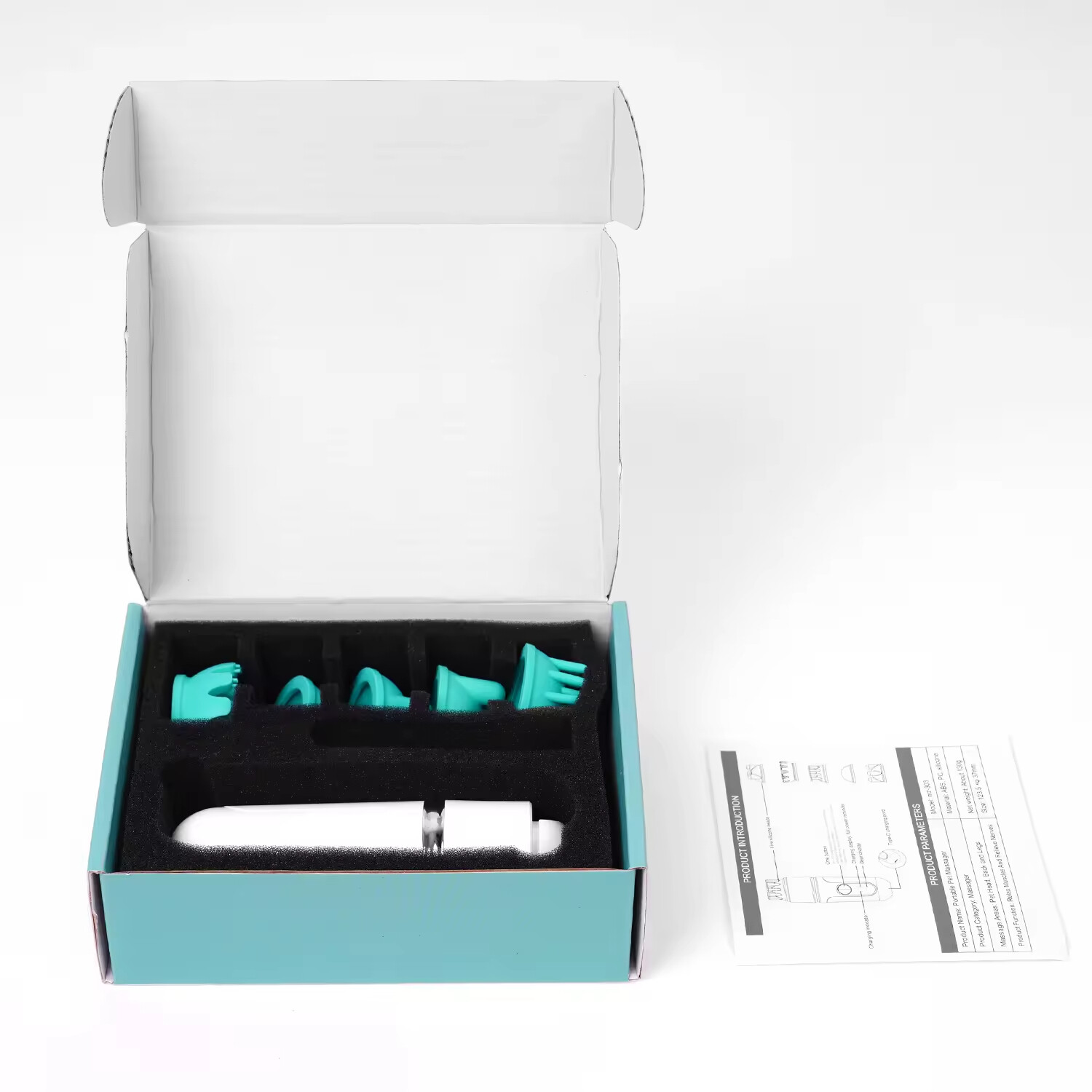 Electric Silicone Five Heads Replaceable Rechargeable Pet Cat Massager