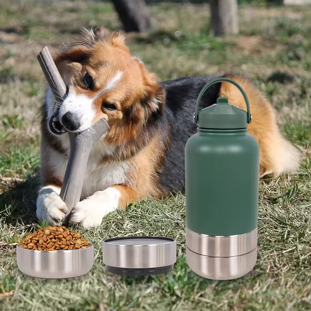 Stainless Steel Travel Portable Detachable Dog Water Food Bottle