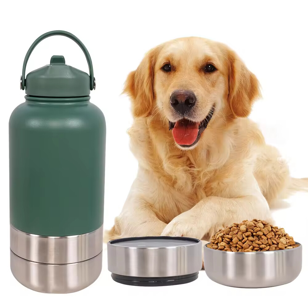 Stainless Steel Travel Portable Detachable Dog Water Food Bottle
