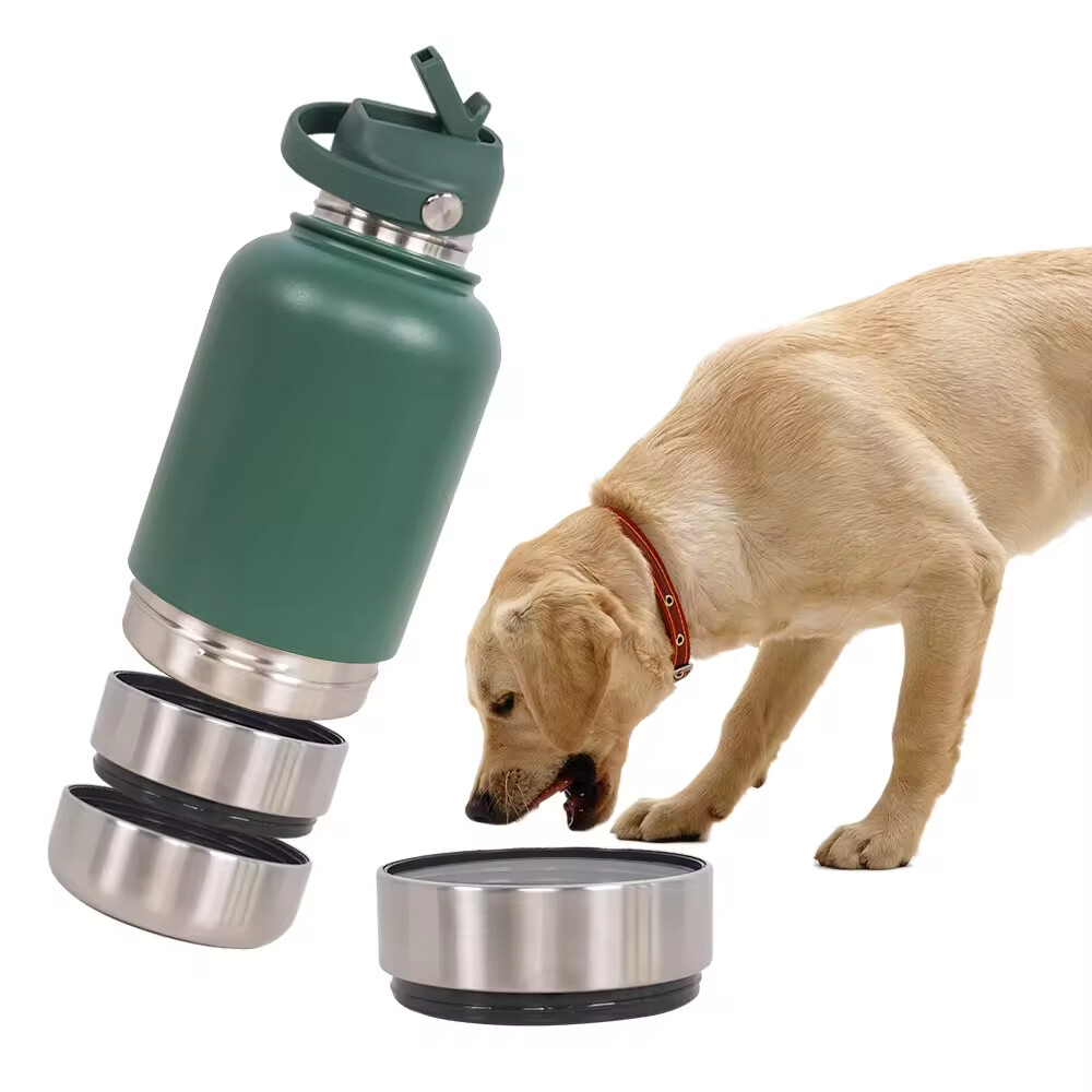 Stainless Steel Travel Portable Detachable Dog Water Food Bottle