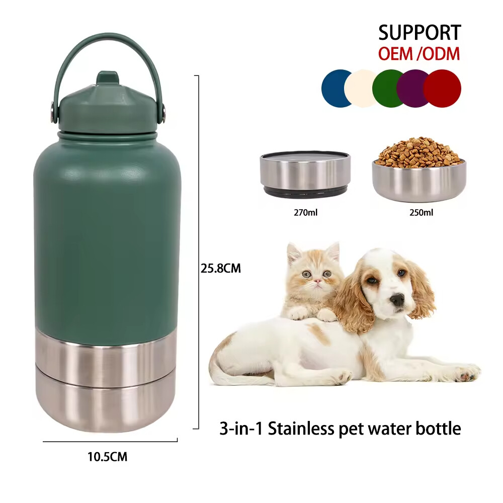 Stainless Steel Travel Portable Detachable Dog Water Food Bottle