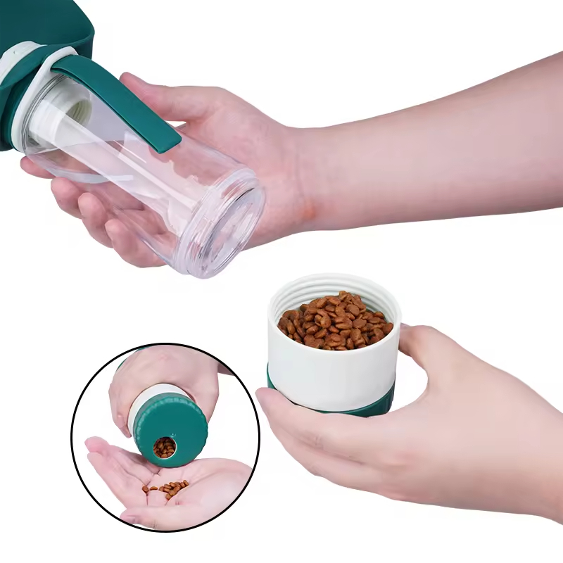 Foldable Dog Water Bottle with Food Storage