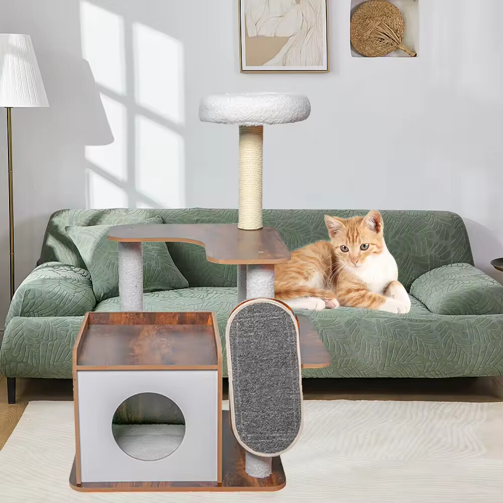 Wood Sisal Cat Tree House