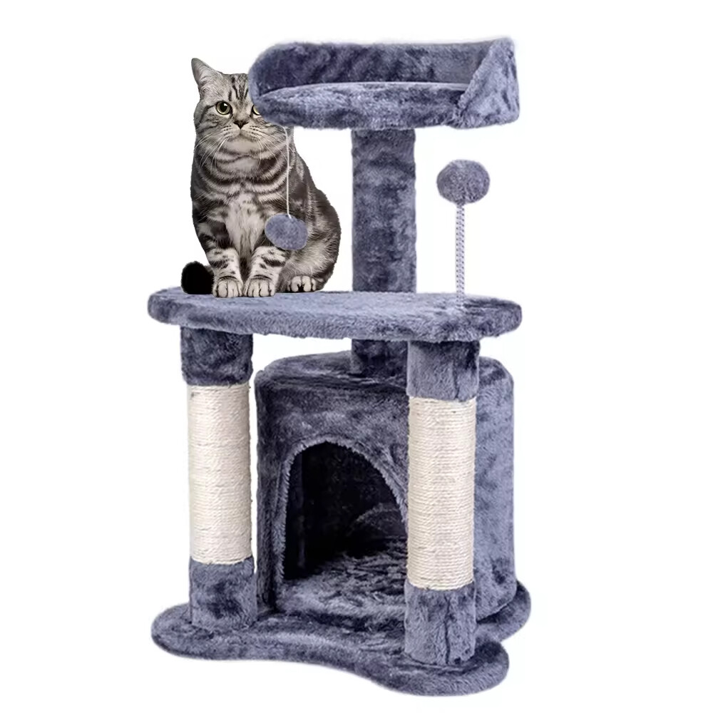 Sisal Short Plush Cat Scratcher House