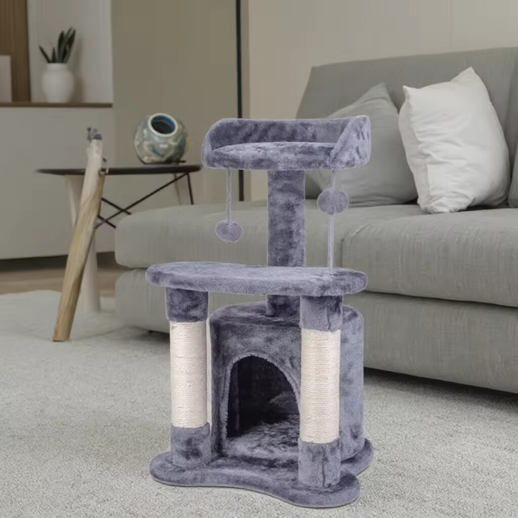 Sisal Short Plush Cat Scratcher House
