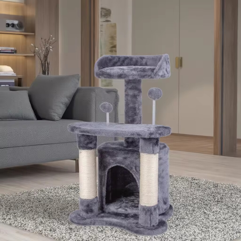 Sisal Short Plush Cat Scratcher House