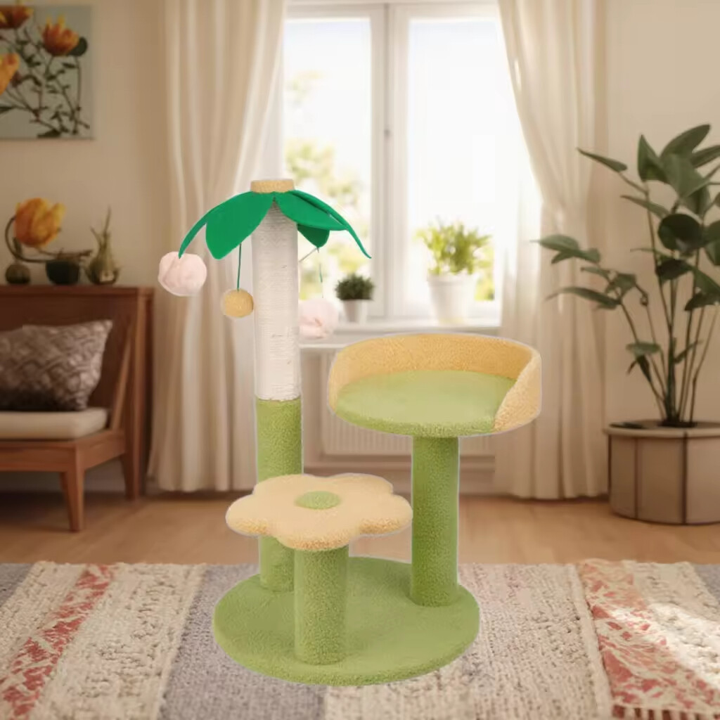 Sisal Short Plush Cat Flower Tree