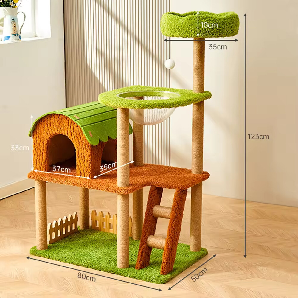 Sisal Short Plush Cat Tree House 